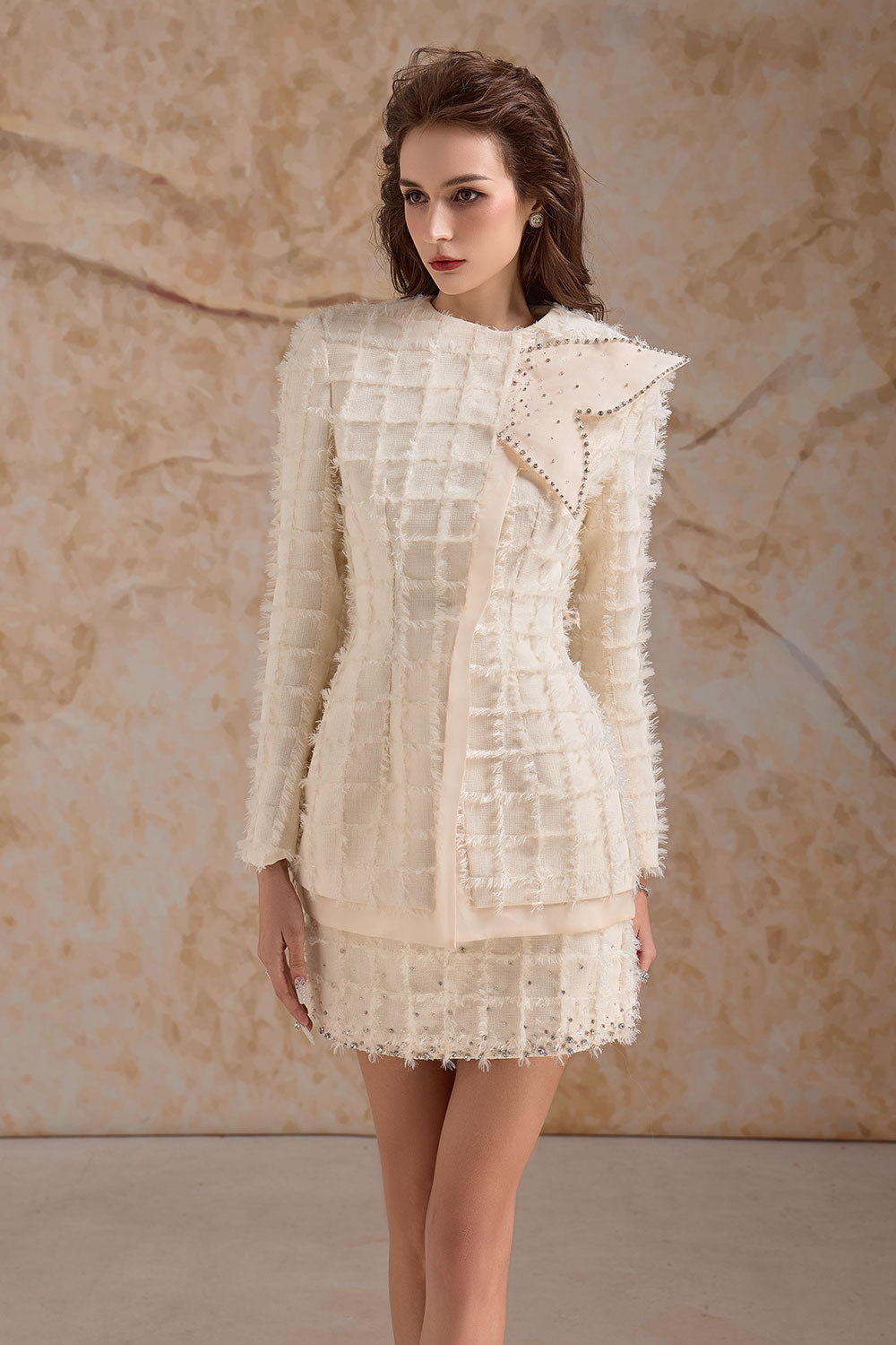 Lumoria Sheath Jewel Neck Tweed Mini Set