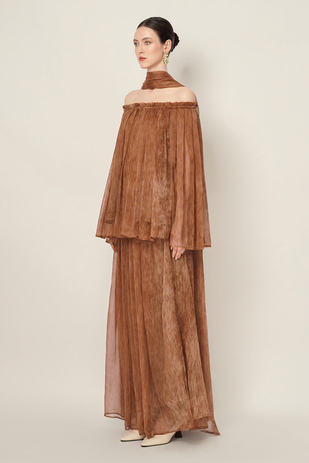 Alba Tent Off-Shoulder Chiffon Top