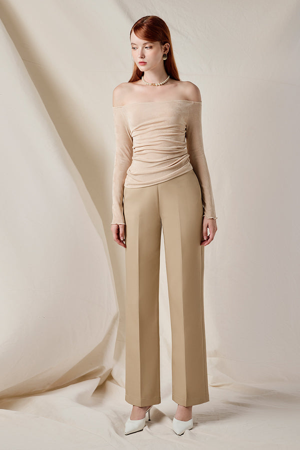 Fancy Straight Ribbed Cotton Ankle Length Pants