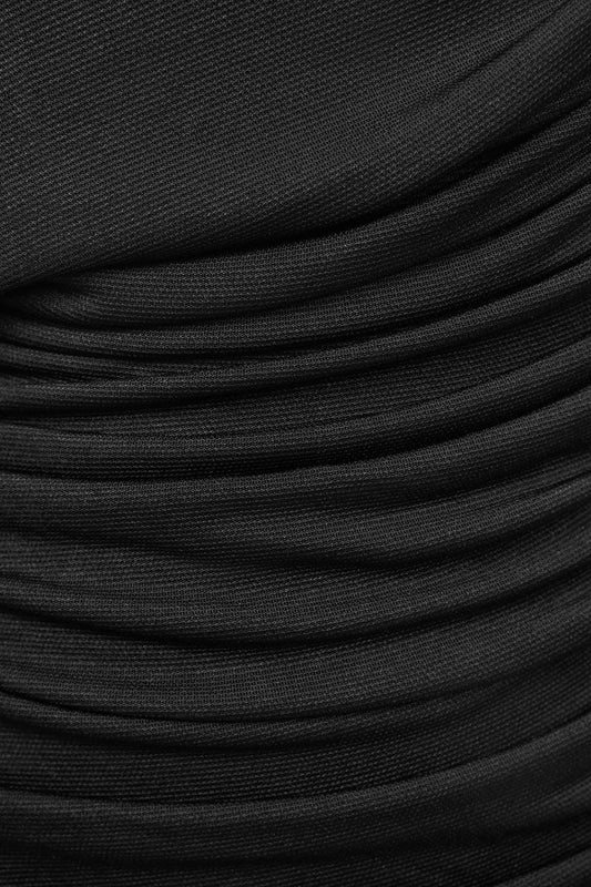 Daphne Gathered Asymmetric Neck Spandex Top