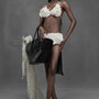 Sting Bodycon Flower Applique Chiffon Mini Shorts