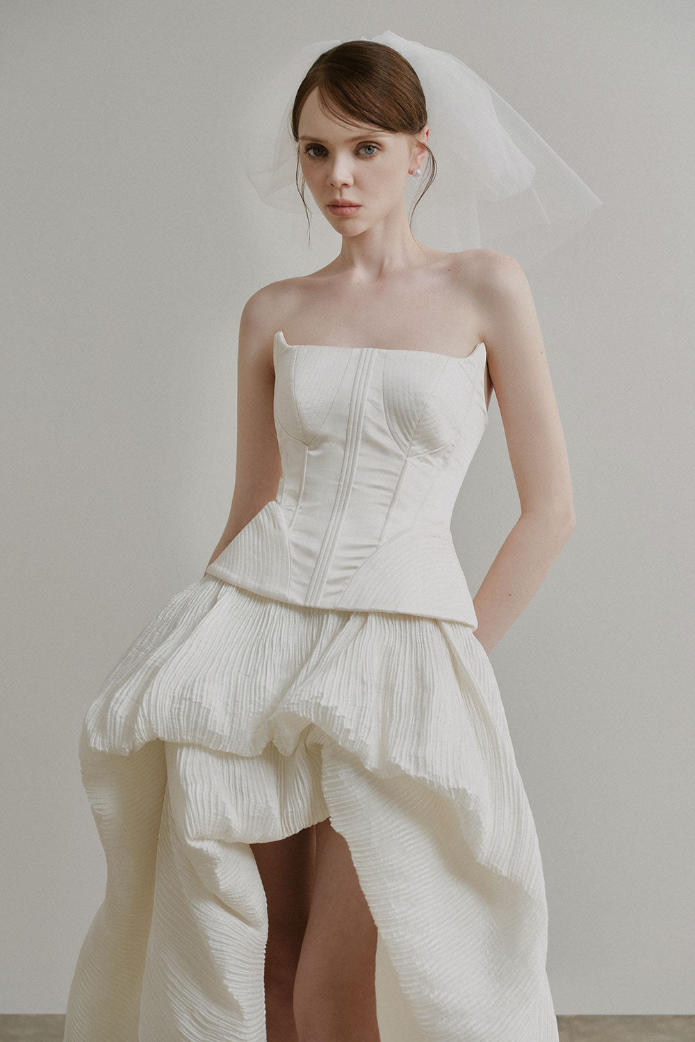 Dilys Asymmetric Layered Duchess Satin High-low Dress