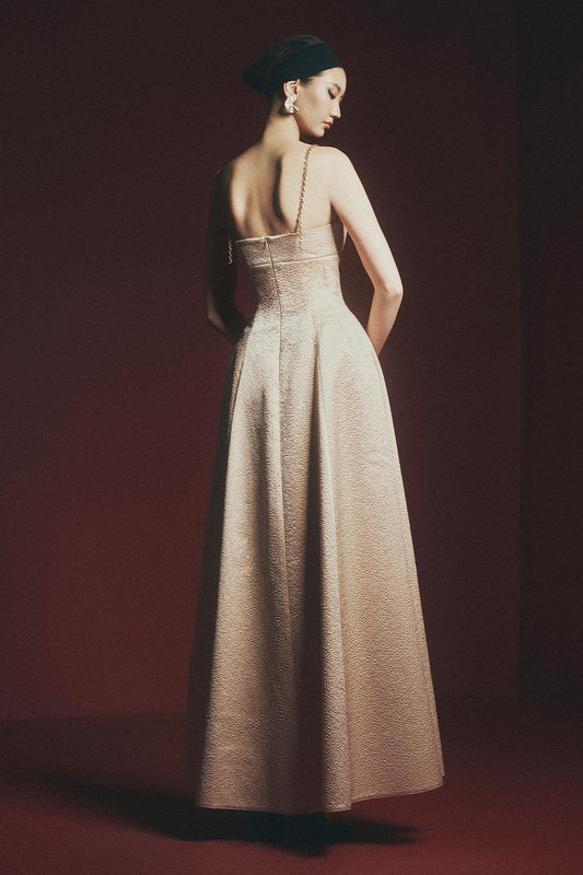 Lamium A-line Back Zipper Jacquard Floor Length Dress