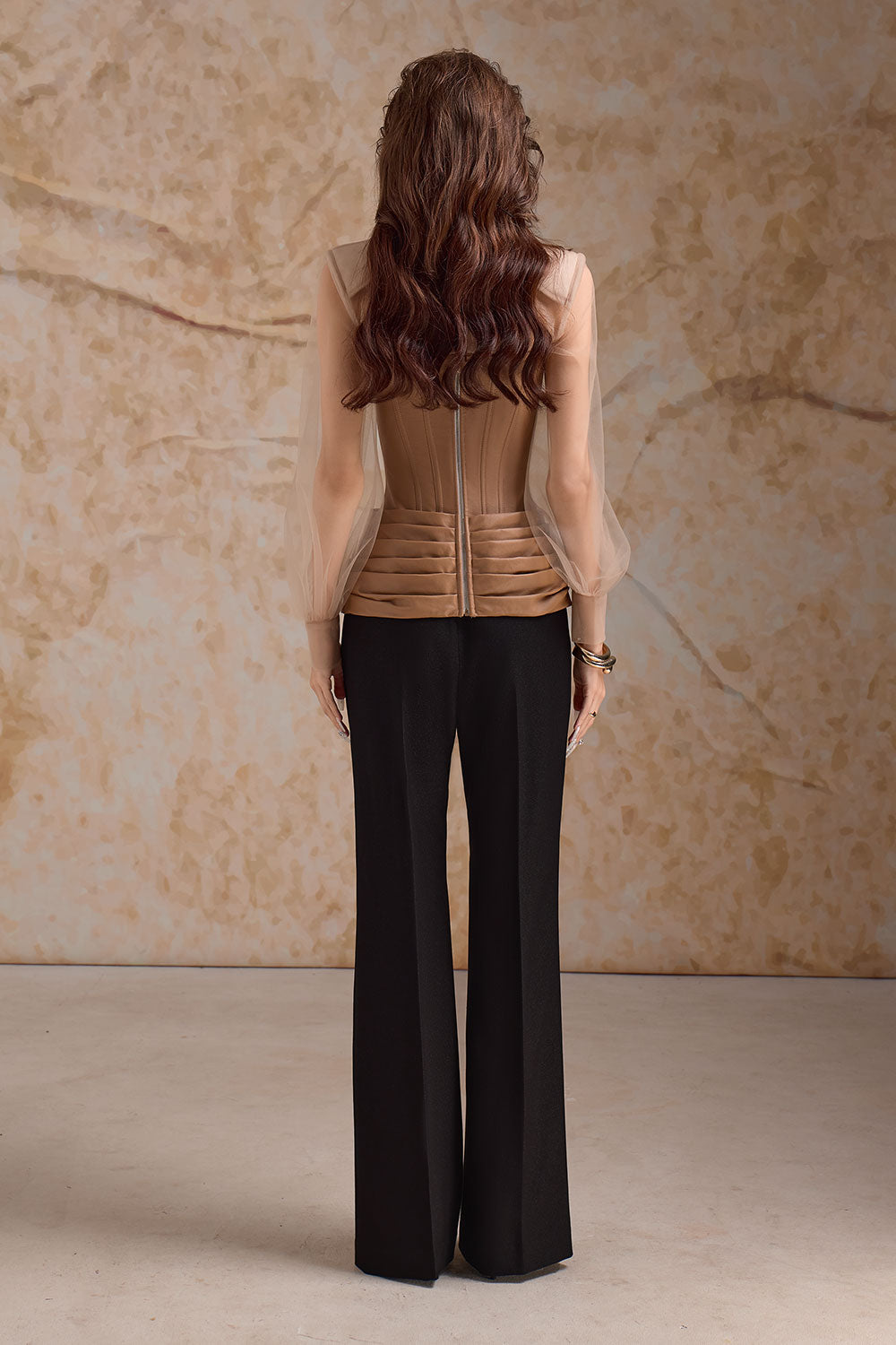 Soline Straight Ribbed Burlap Floor Length Pants