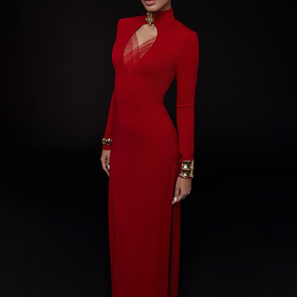 Macias Sheath High Neck Cotton Floor Length Ao Dai