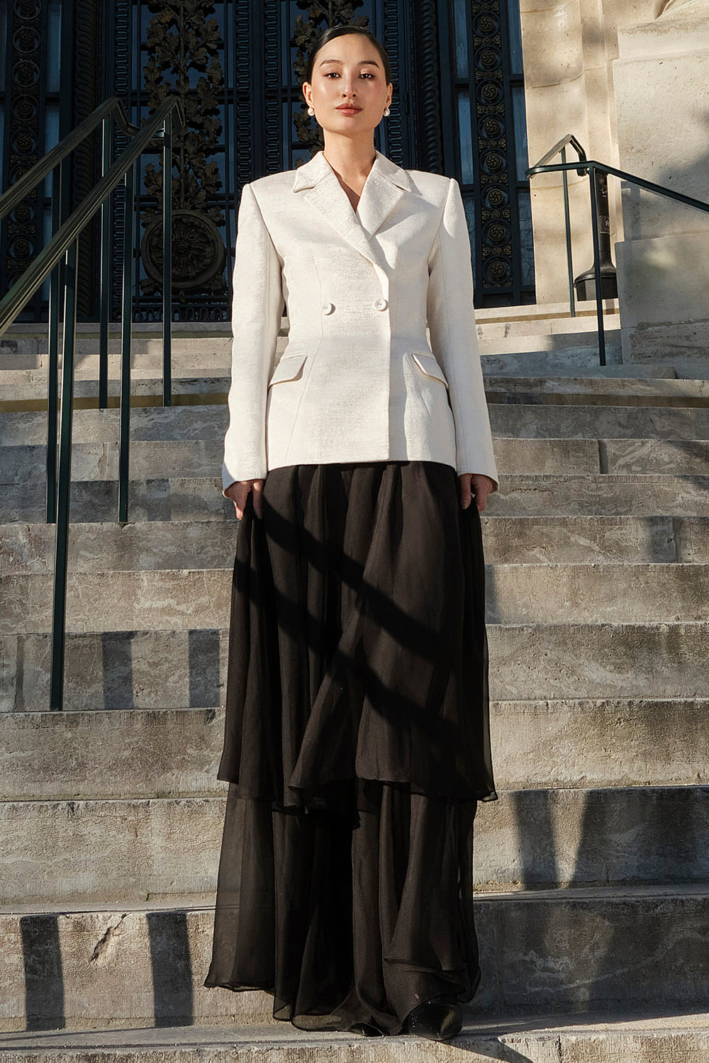 Holly A-line Layered Chiffon Floor Length Skirt