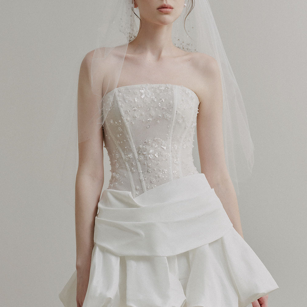 Aimee Fit and Flare Sequin Tulle Mini Dress