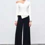 Chloe Peplum Asymmetric Sleeved Crepe Top