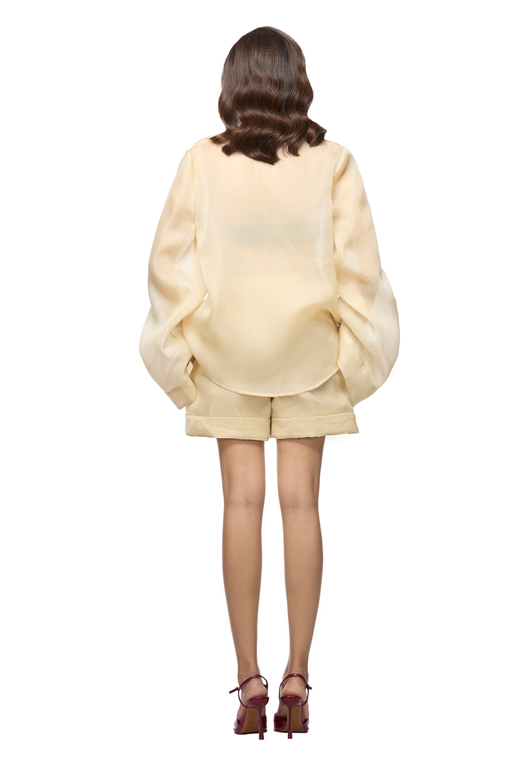 Jannie Straight High Waist Organza Mini Shorts