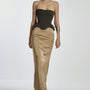 Iron Bodycon Chest Cup Crinkle Crepe Corset