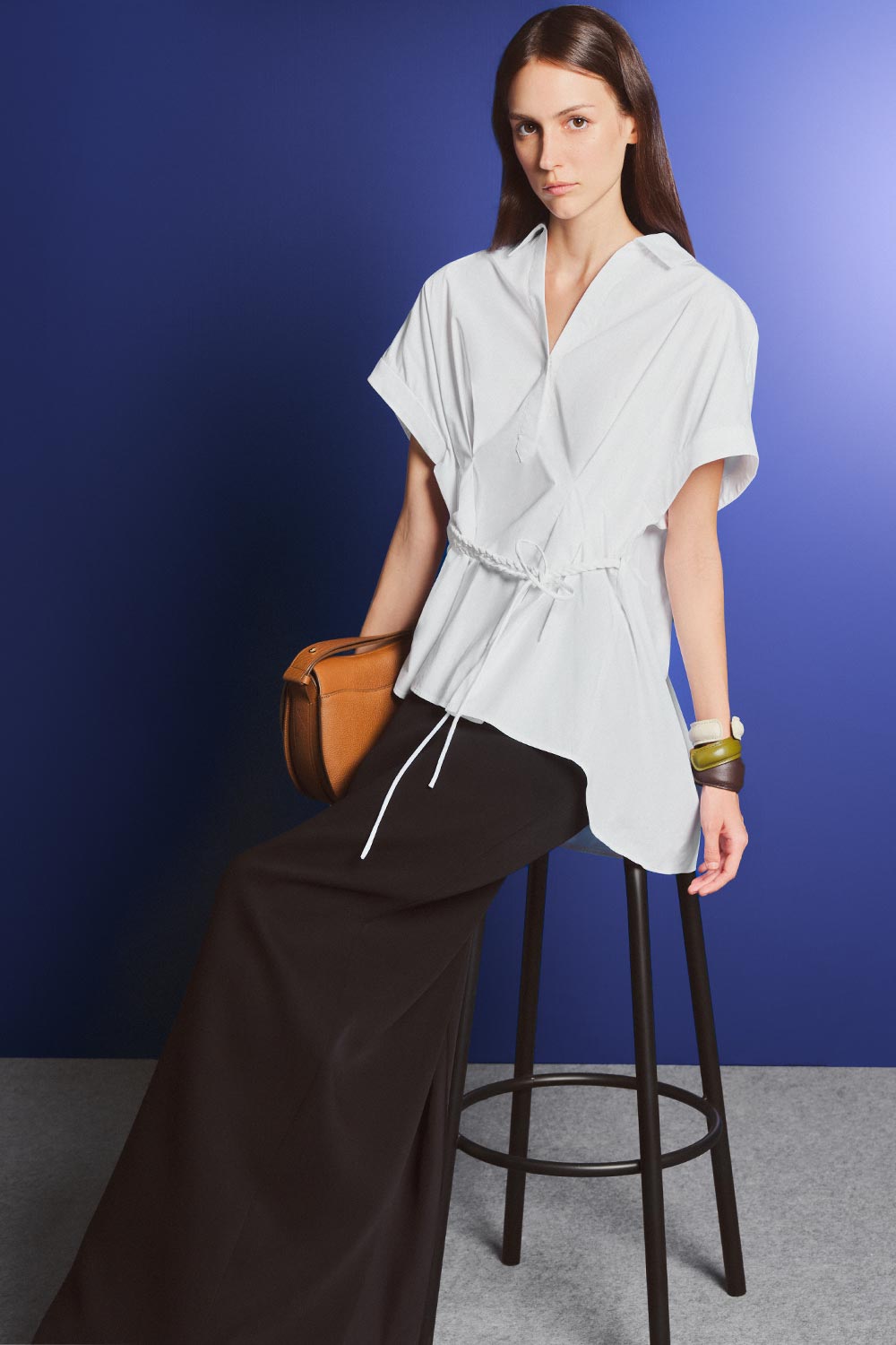 Russell Asymmetric Wide Sleeved Poplin Top