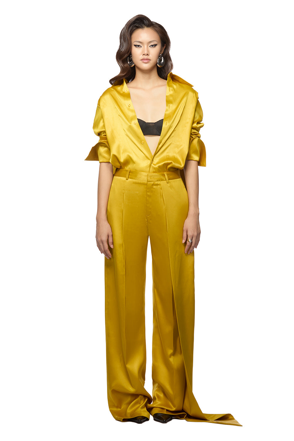 Millie Straight Wide Leg Silk Floor Length Pants