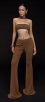 Paris Fit and Flare Open Shoulder Mesh Floor Length Set
