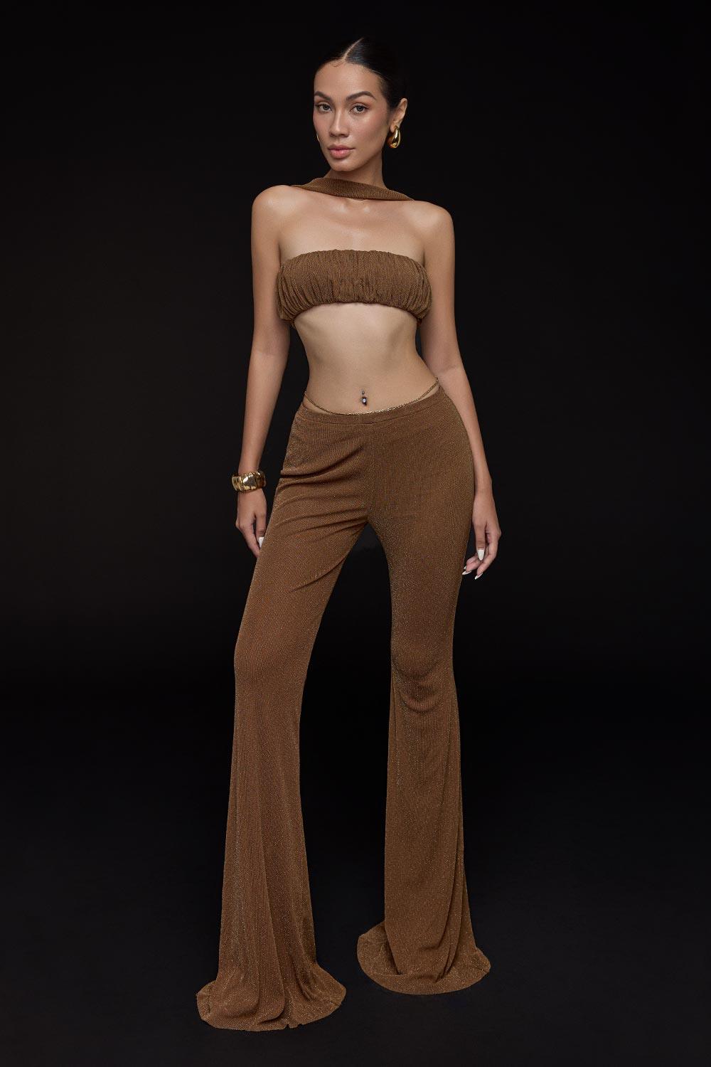 Paris Fit and Flare Open Shoulder Mesh Floor Length Set