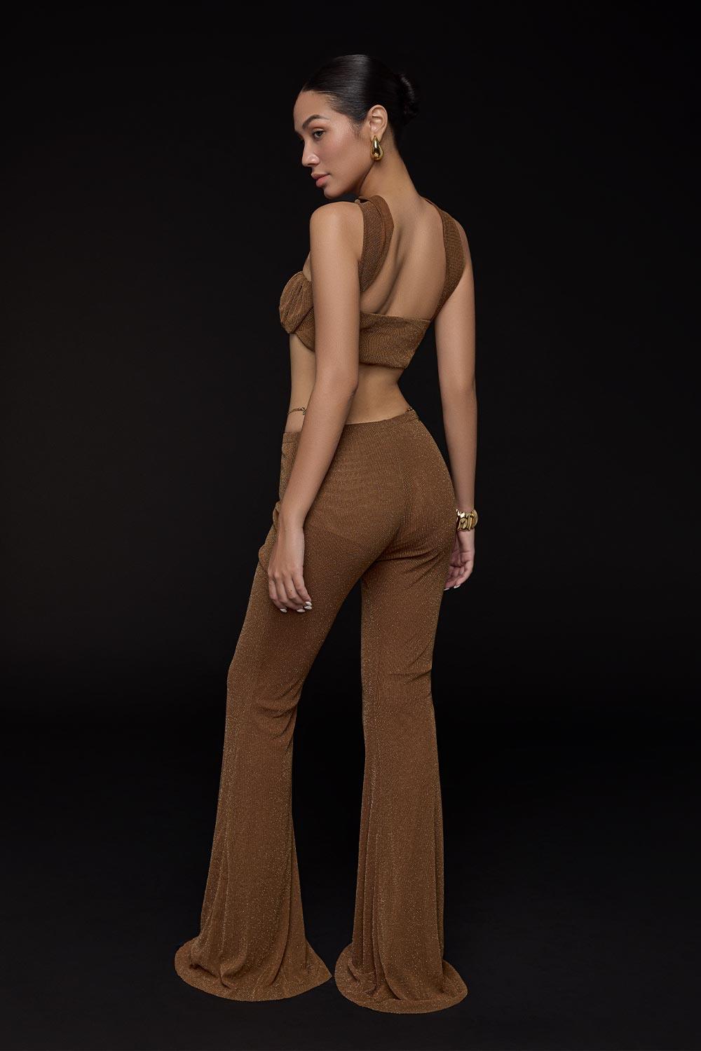 Paris Fit and Flare Open Shoulder Mesh Floor Length Set