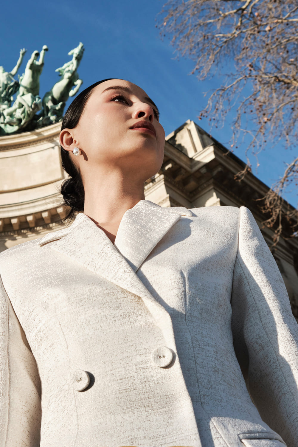 Madame Peplum Double Breasted Taffeta Blazer