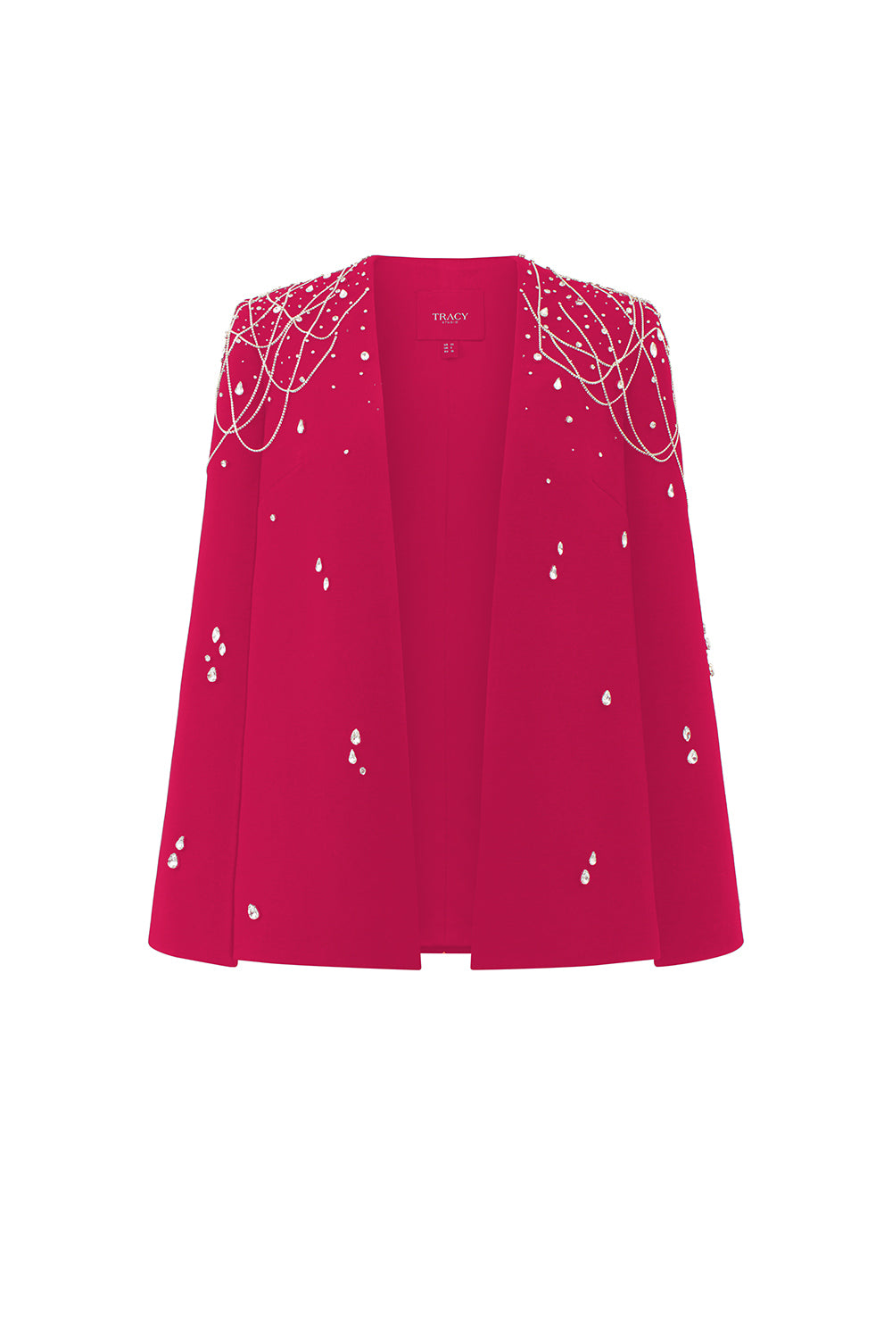 Ermias Straight Lapelless Velvet Satin Cape