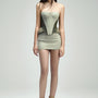 Iron Bodycon Back Zipper Crinkle Crepe Mini Skort