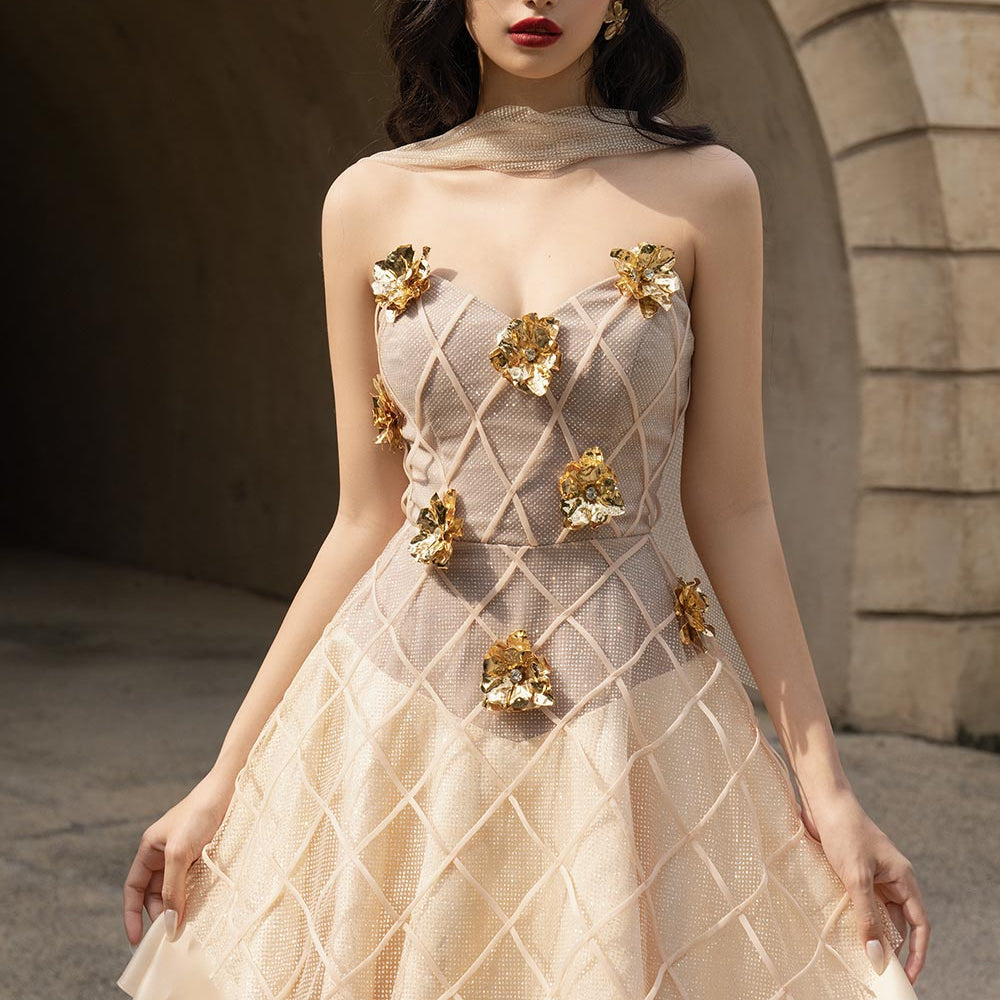 Cupid's Touch A-line Sweetheart Neck Mesh Taffeta Mini Dress