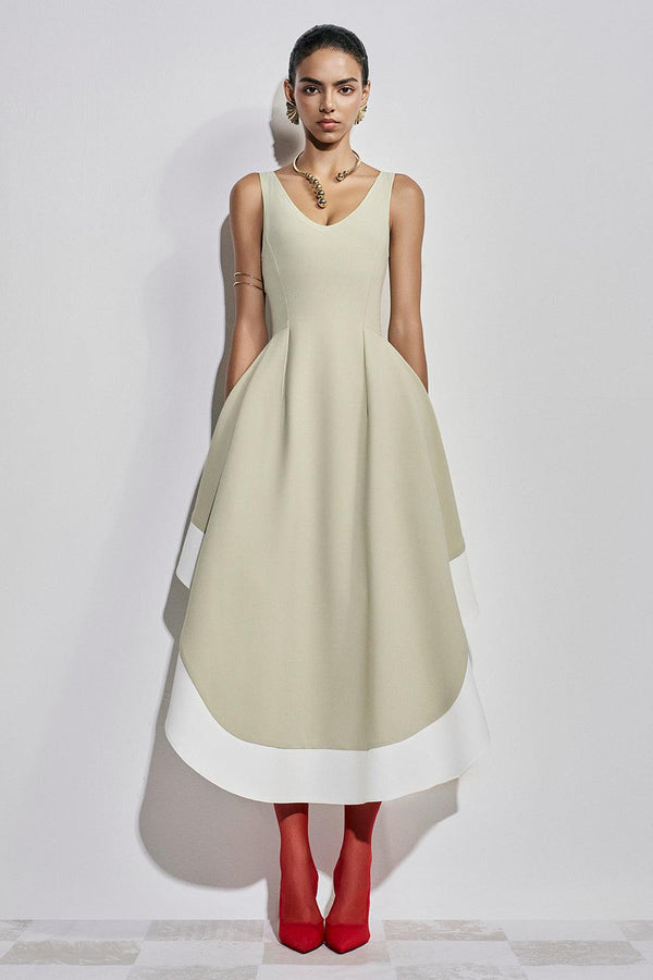 Vivienne Asymmetric V-Neck Polyester Ankle Length Dress