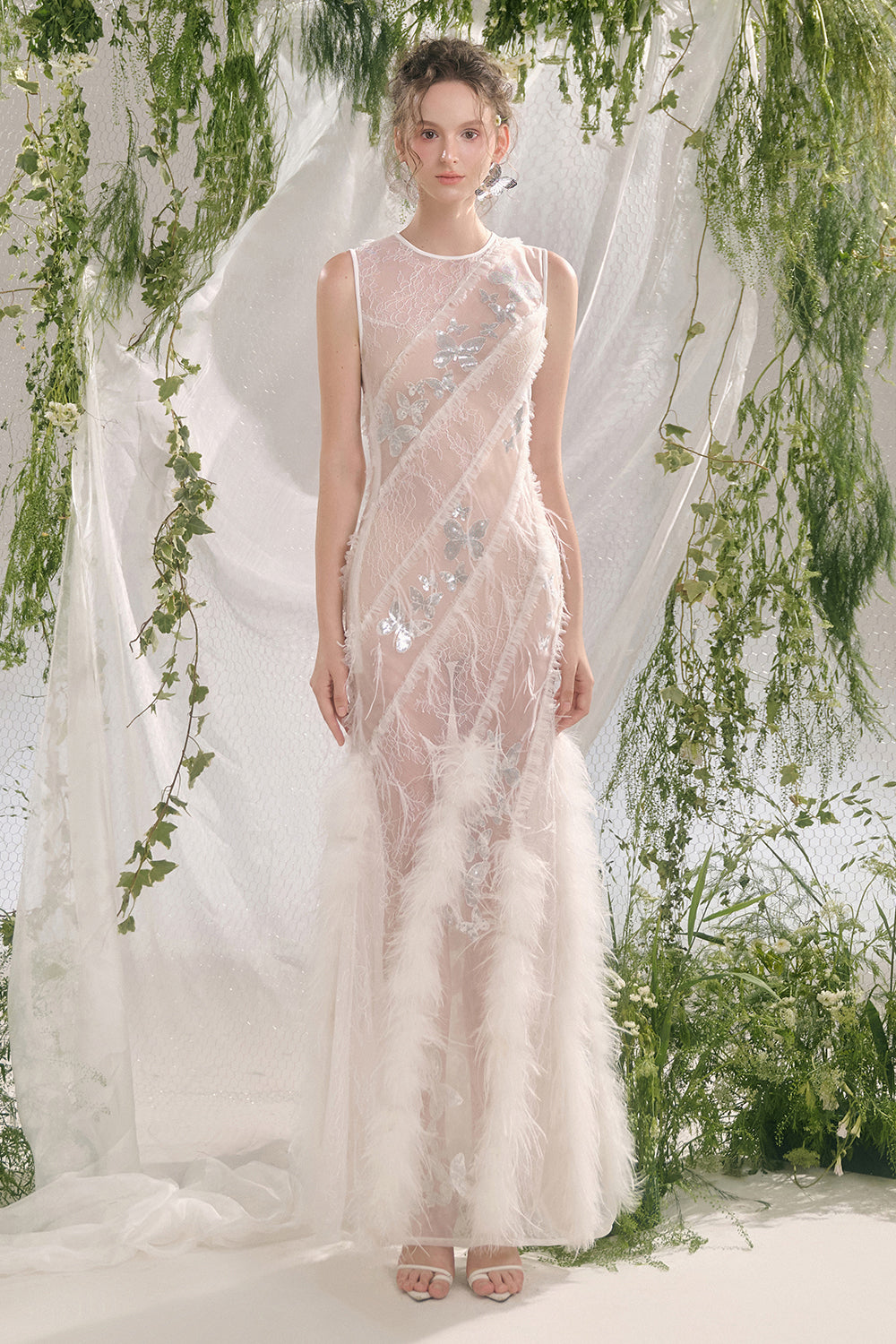 Dulcie Sheath See-Through Lace Ankle Length Dress