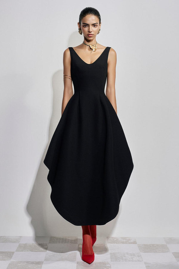 Solange Asymmetric Sleeveless Polyester Ankle Length Dress