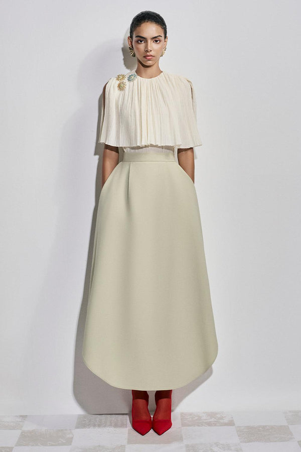 Yvonne Asymmetric High Waist Polyester Ankle Length Skirt - MEAN BLVD