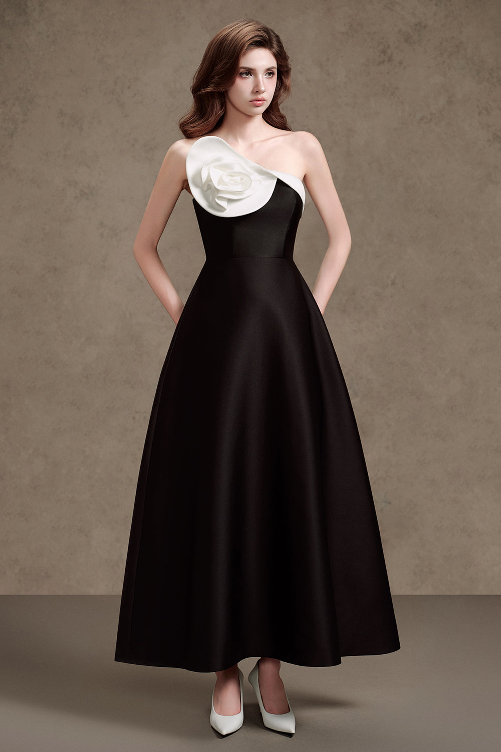 calla maxi dress ARTI APPAREL Calla Metallic Mermaid Jersey Gown with Extended Train Black / XL