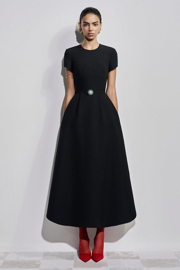Therese A-line Round Neck Polyester Ankle Length Dress