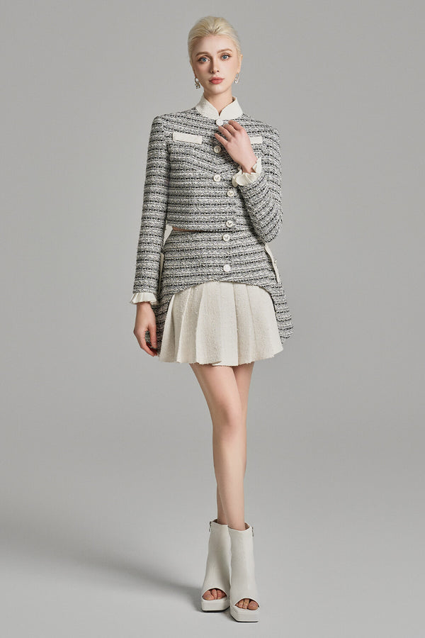Bexley A-line Pleated Tweed Mini Skirt