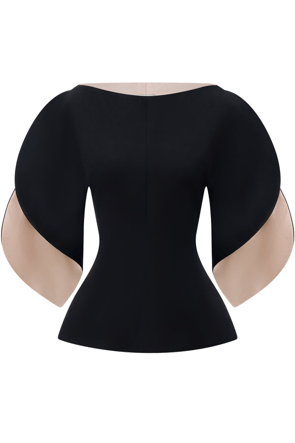 Layne Peplum Puffy Sleeved Crepe Top