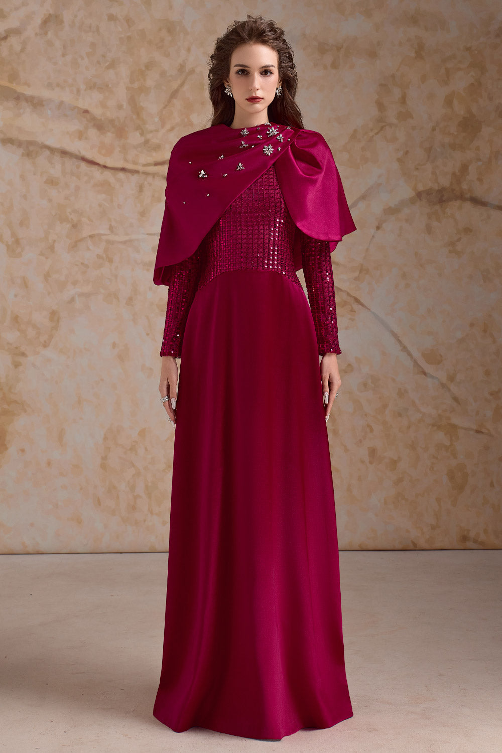 Fleuris Cropped Pleated Satin Cape