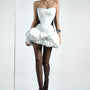 Cloudy Bubble Corset Waist Taffeta Mini Dress
