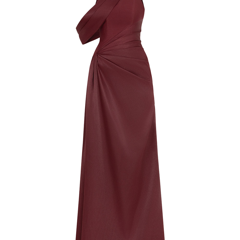 Linh Nguyet A-line High Neck Taffeta Floor Length Dress