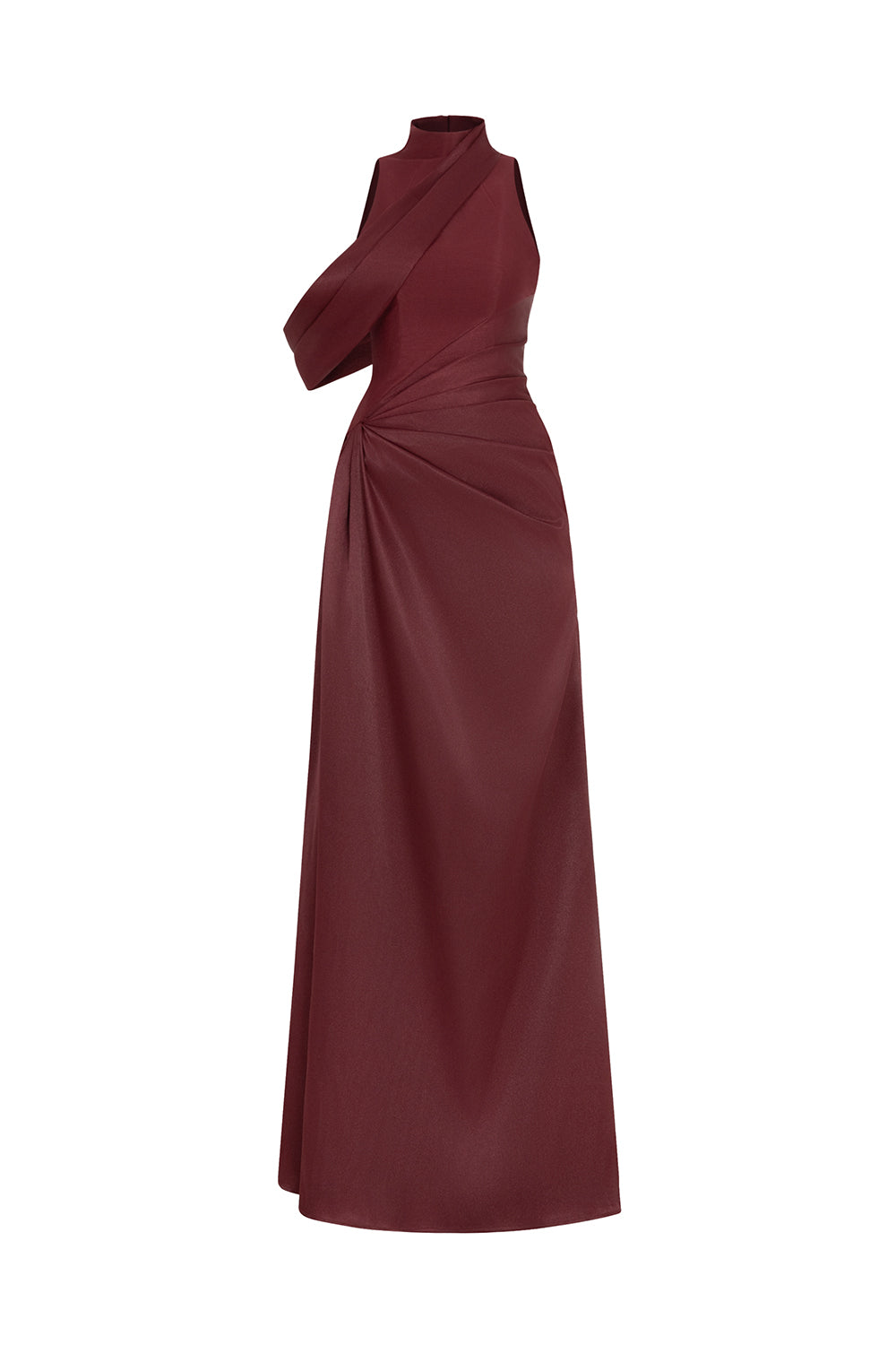 maroon a line dress for women A Line Halter V Neck Open Back Burgundy Long Prom Dresses with High Le morievent