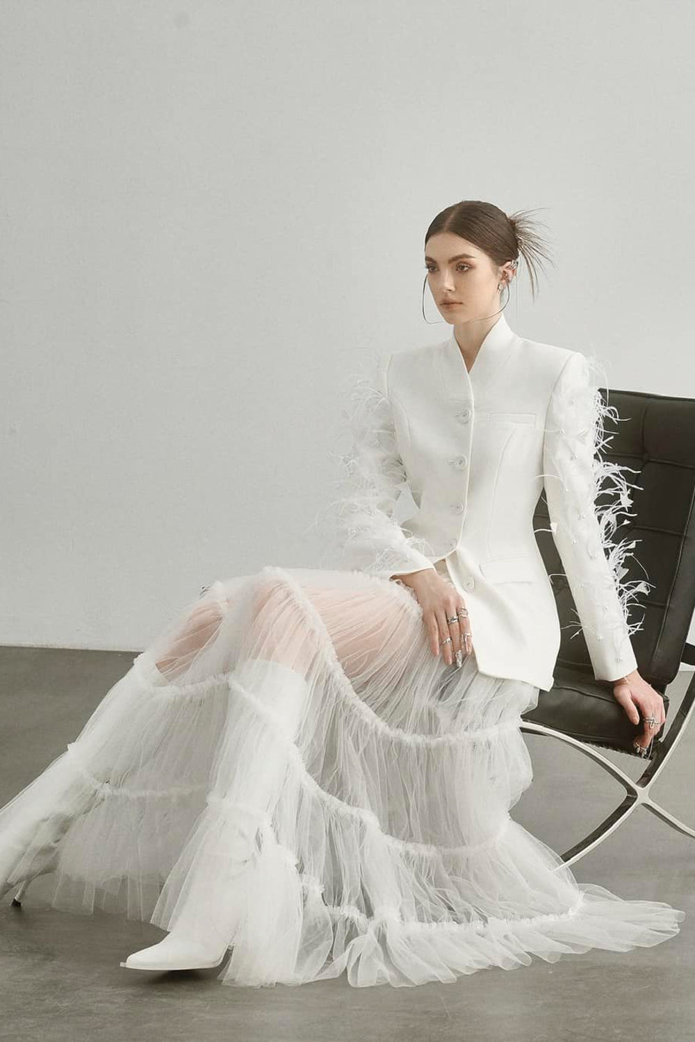 Senorita Tiered See-Through Tulle Maxi Skirt