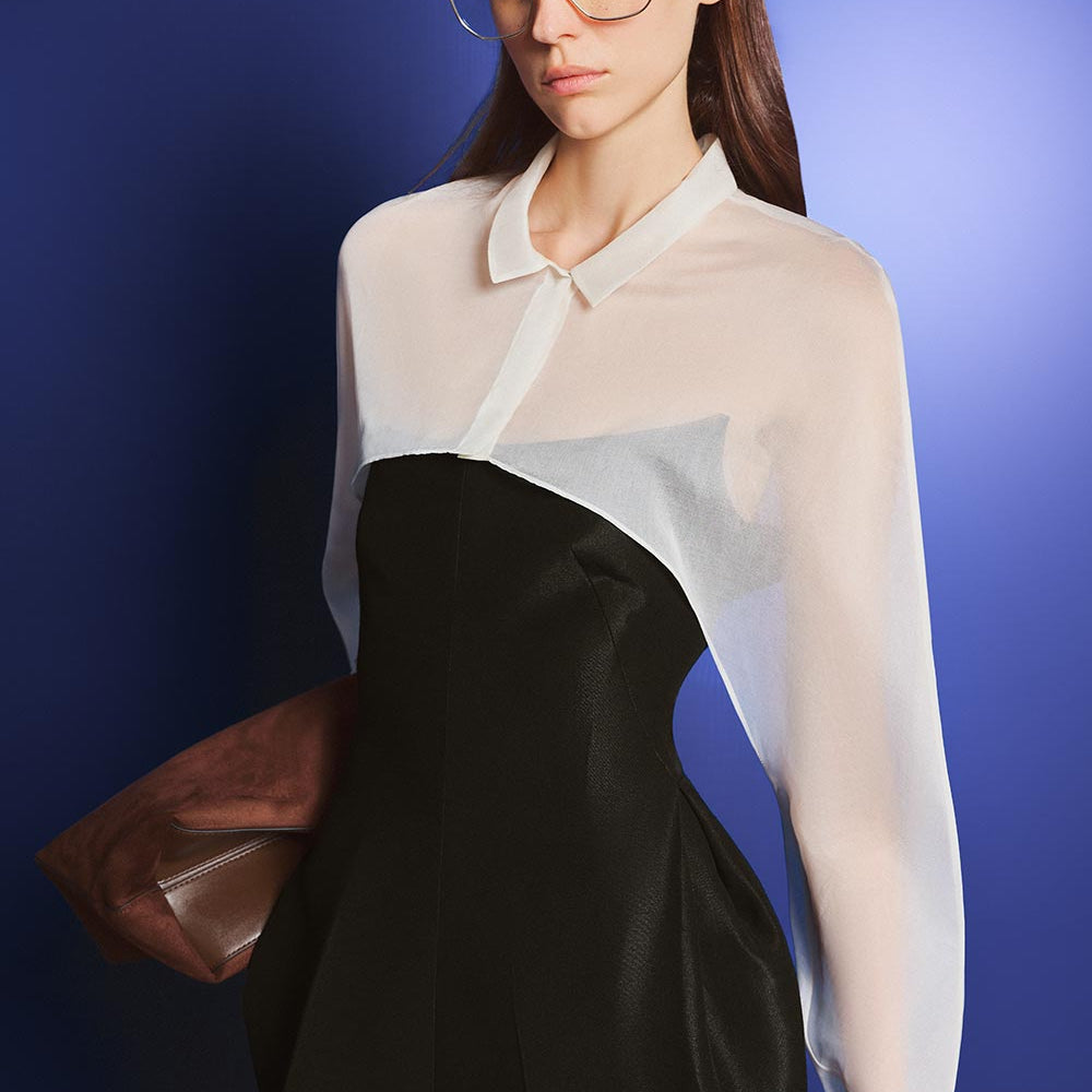 Jesse Cropped Collared Neck Organza Shirt