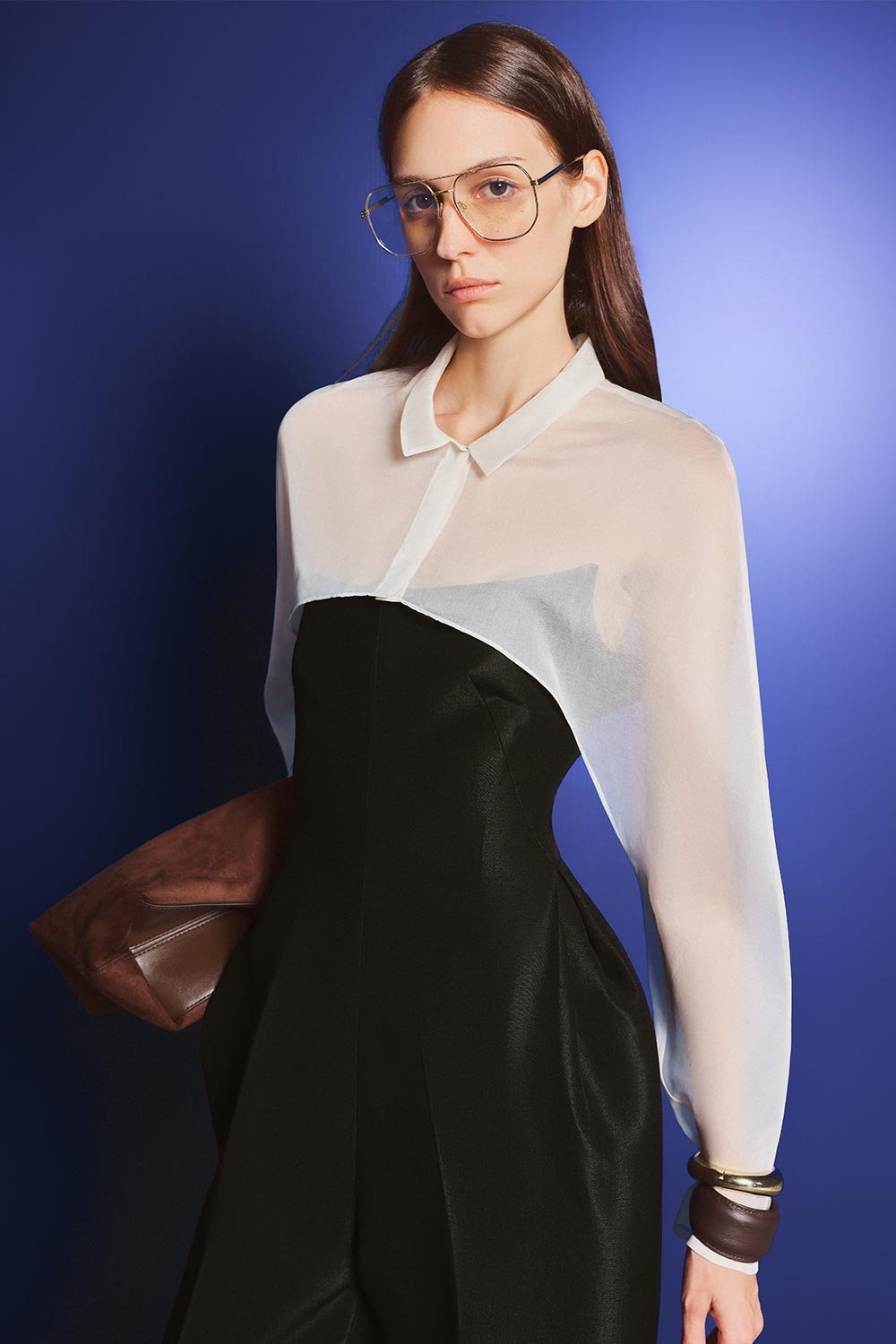 Jesse Cropped Collared Neck Organza Shirt
