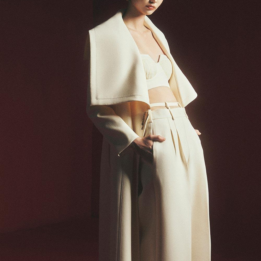 Cline Straight Ribbed Polyester Floor Length Pants