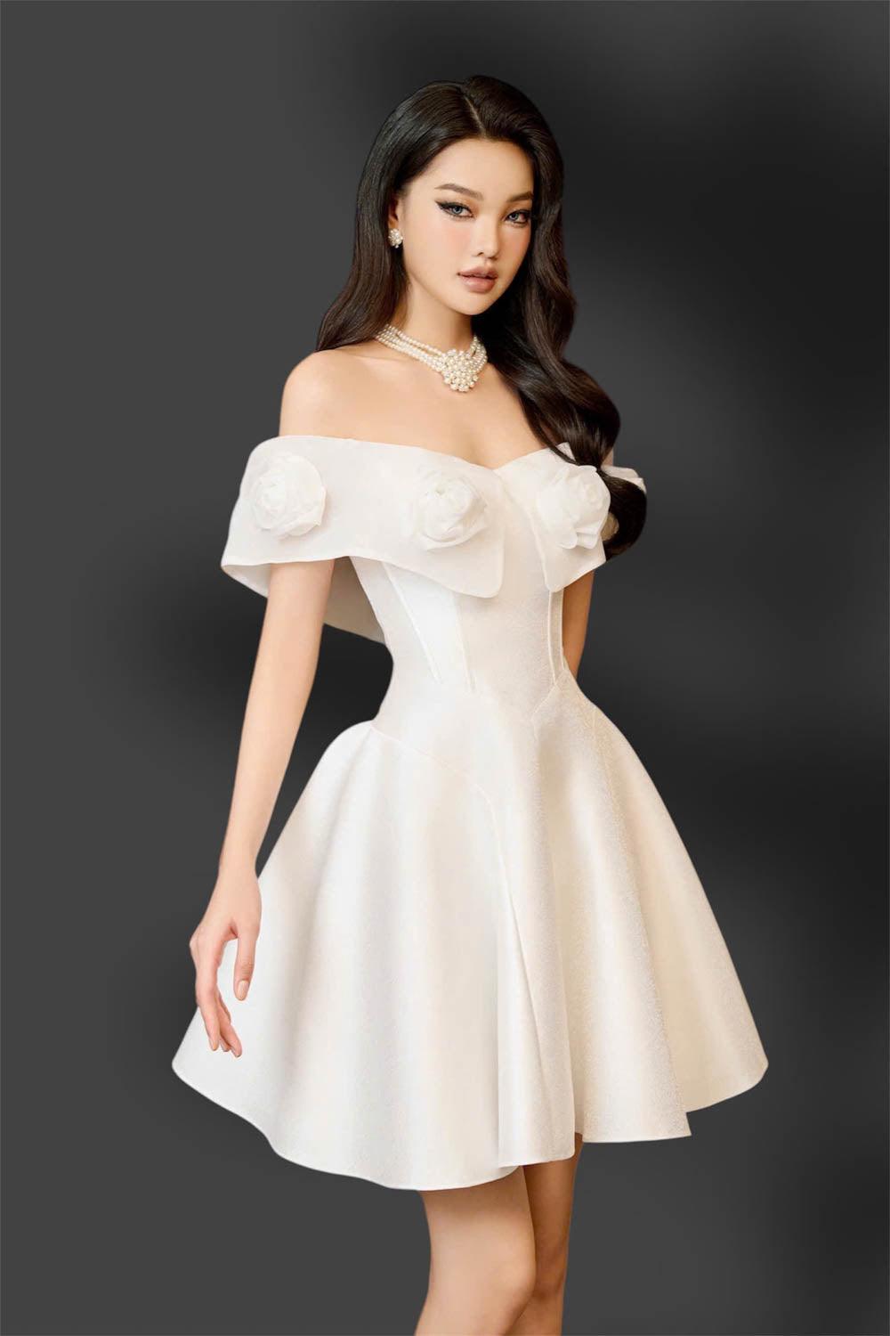 Women's Majesstic Fit and Flare Floral Nacre Taffeta Mini Dress S/M/L White/Nude/Red/Pink MEAN BLVD White / M Women's Majesstic Fit and Flare Floral Nacre Taffeta Mini Dress S/M/L White/Nude/Red/Pink MEAN BLVD White / M