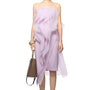 Montoya Strapless Ruffle Trim Organza Midi Dress