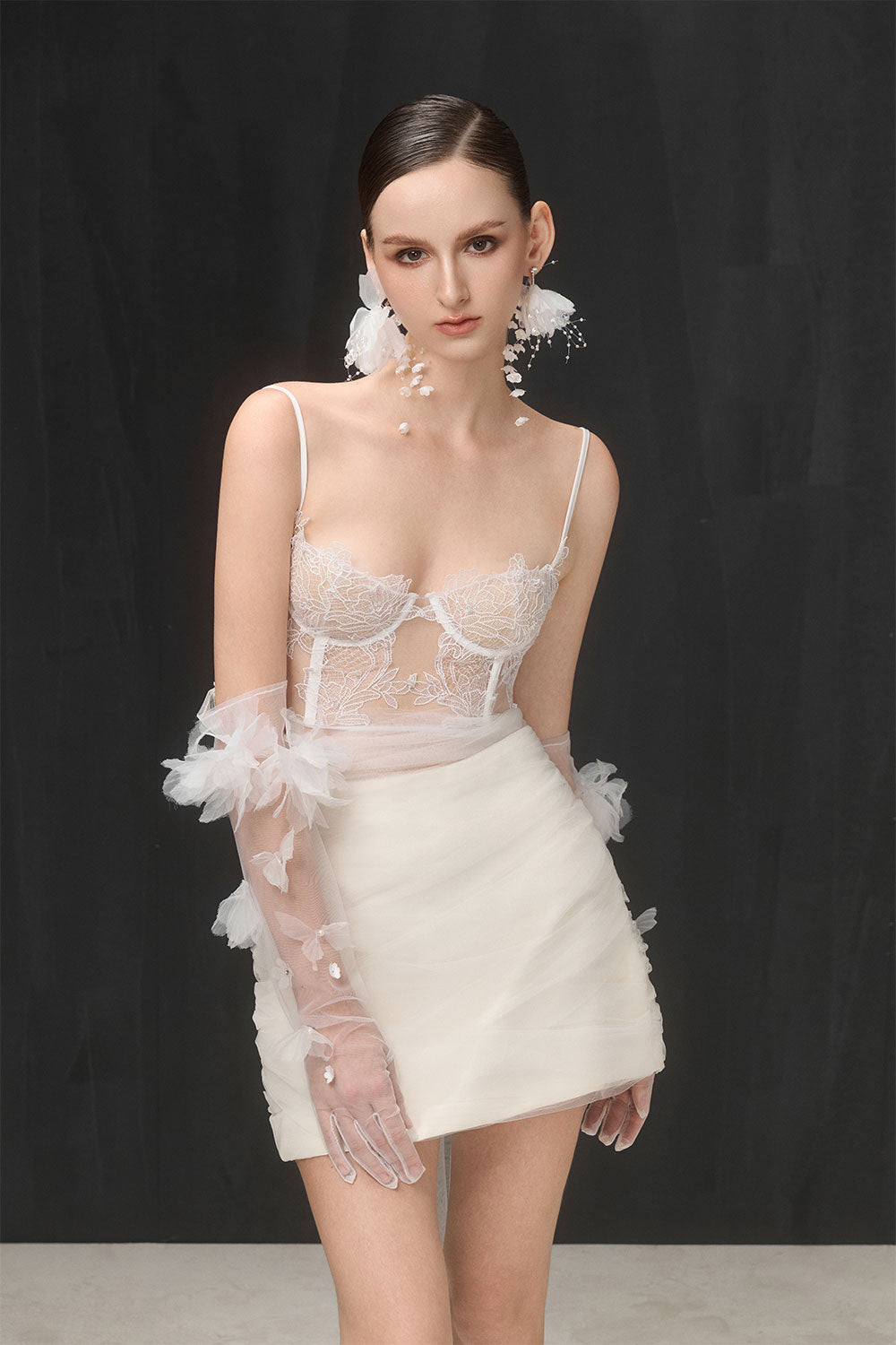 Pearl Bodycon See-Through Tulle Top