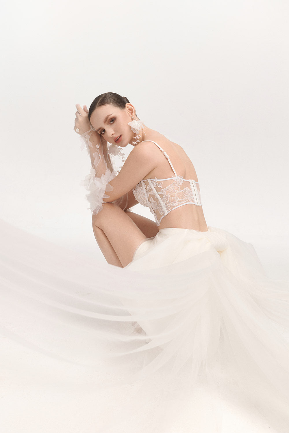 Pearl Bodycon See-Through Tulle Top