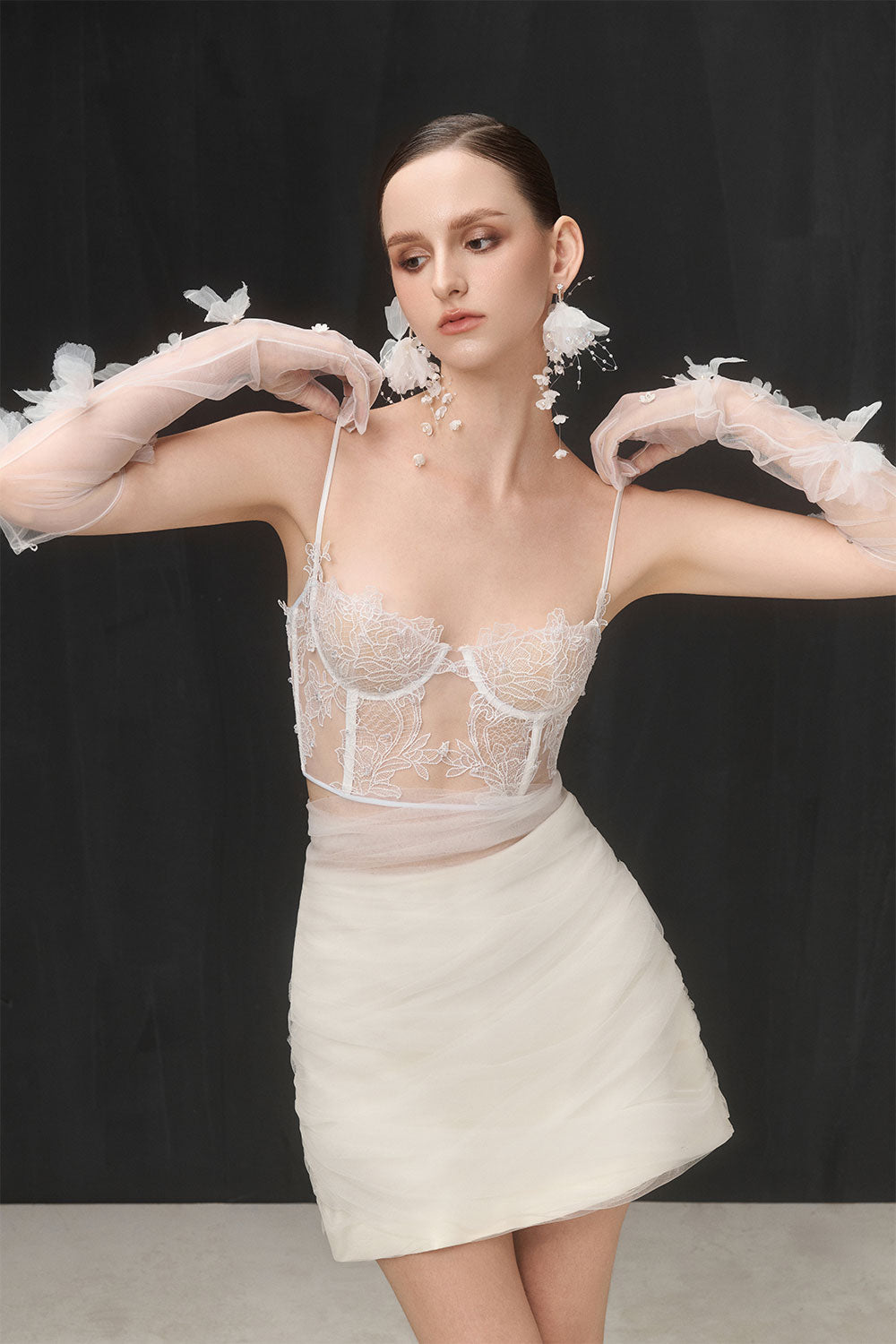 Pearl A-line Gathered Taffeta Mini Skirt