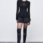 Elsie Straight Front Zipper Taffeta Mini Shorts