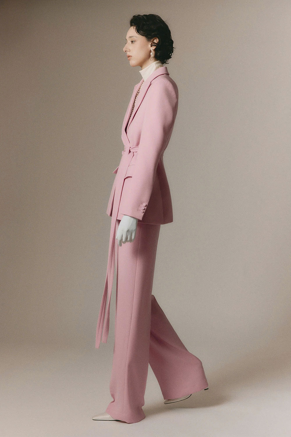 Margot Straight Double Breasted Poly Silk Blazer