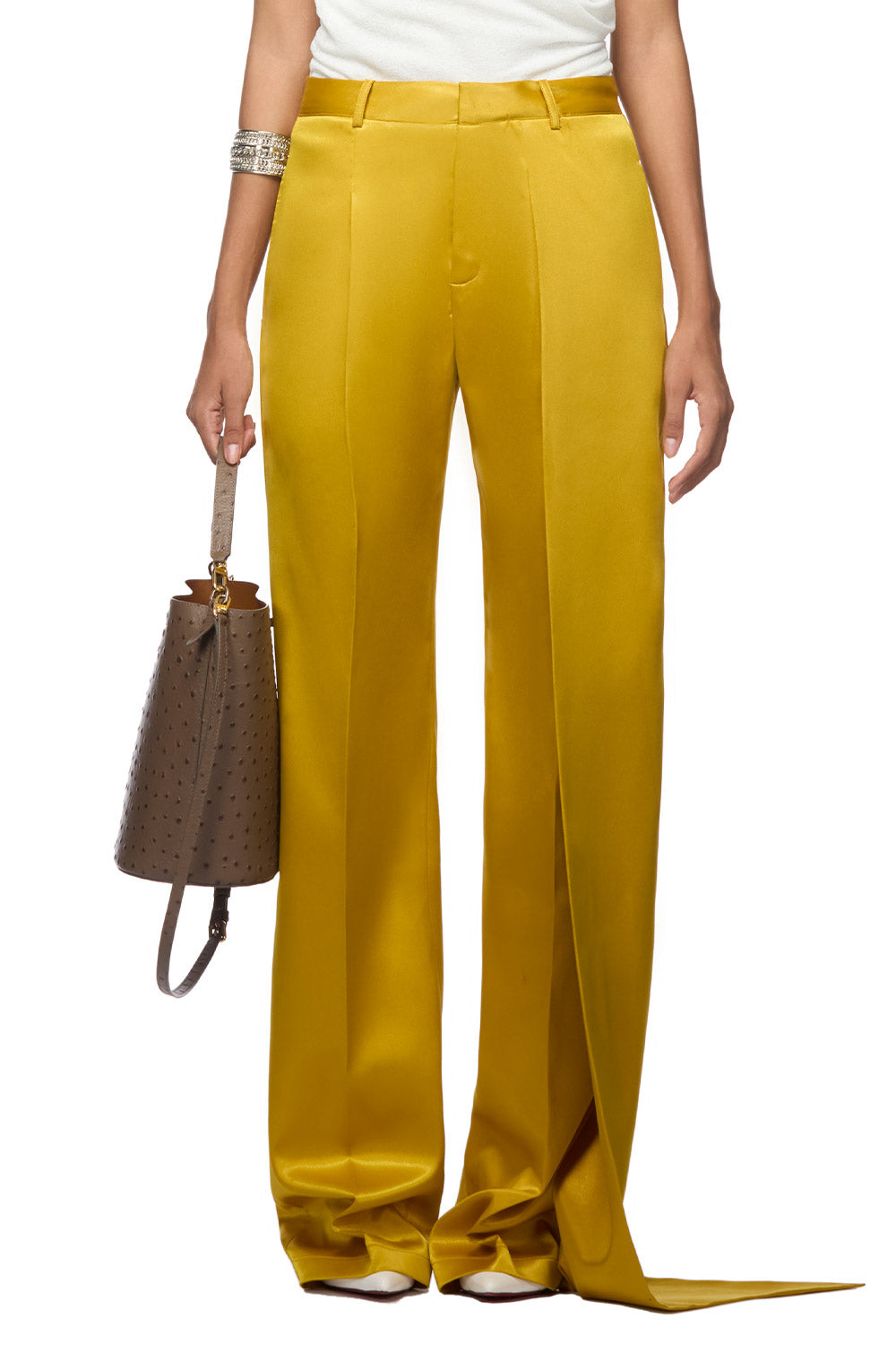 Millie Straight Wide Leg Silk Floor Length Pants