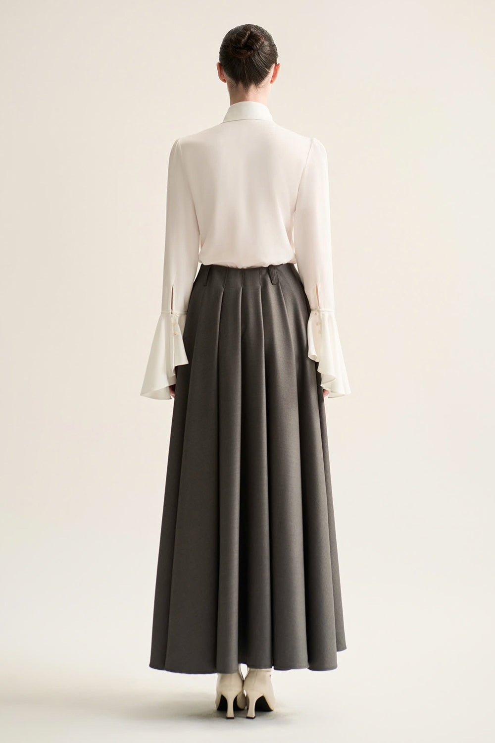 Velora A-line High Waist Wool Blend Ankle Length Skirt