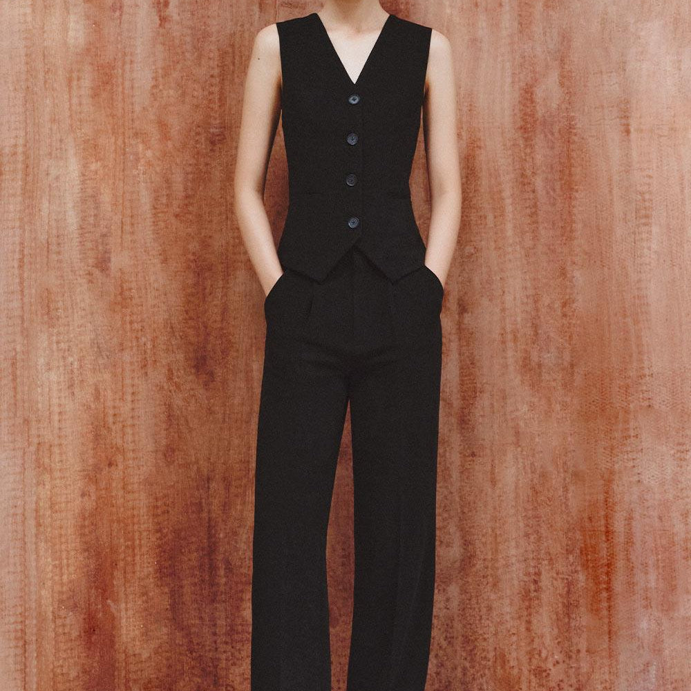 Alanna Straight Side Pocket Spandex Velvet Floor Length Pants