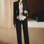 Giselle Straight Ribbed Wool Blend Floor Length Pants